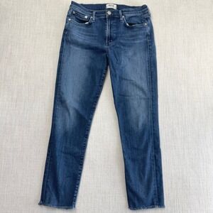 Agolde Los Angeles Women's Sophie Straight Leg‎ Jeans Blue Raw Hem Size 30